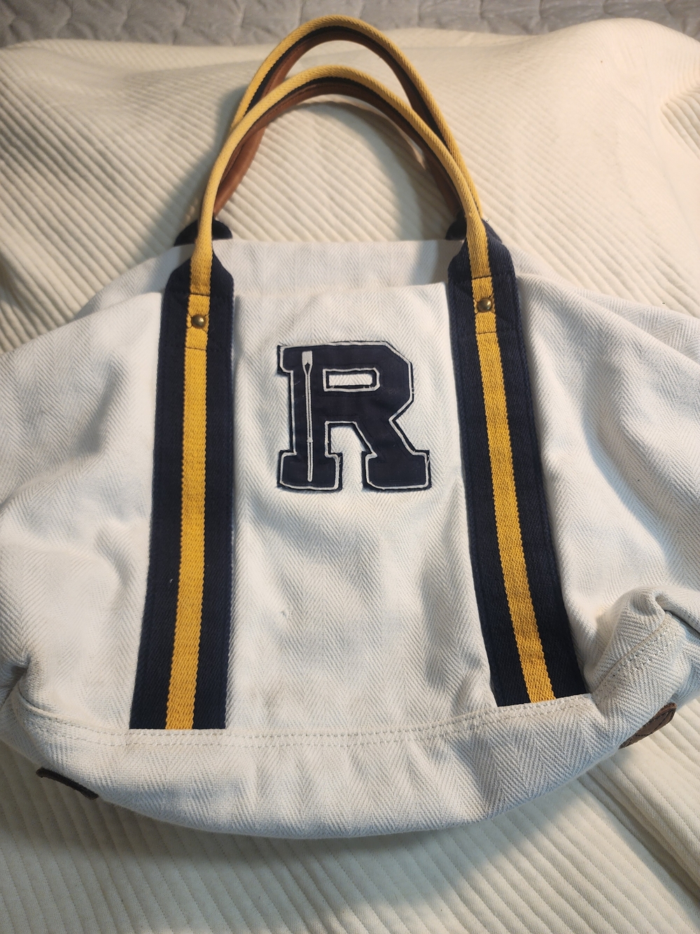Vintage Ralph Lauren Rugby Collection White Canvas Tote